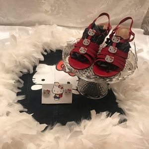cherry 🍒 red sandals with custom hello kitty crystal charms and earrings
